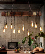 Wood Ring Hanging Chandelier – Natural Multi-Light