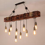 Wood Ring Hanging Chandelier – Natural Multi-Light