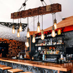 Wood Ring Hanging Chandelier – Natural Multi-Light