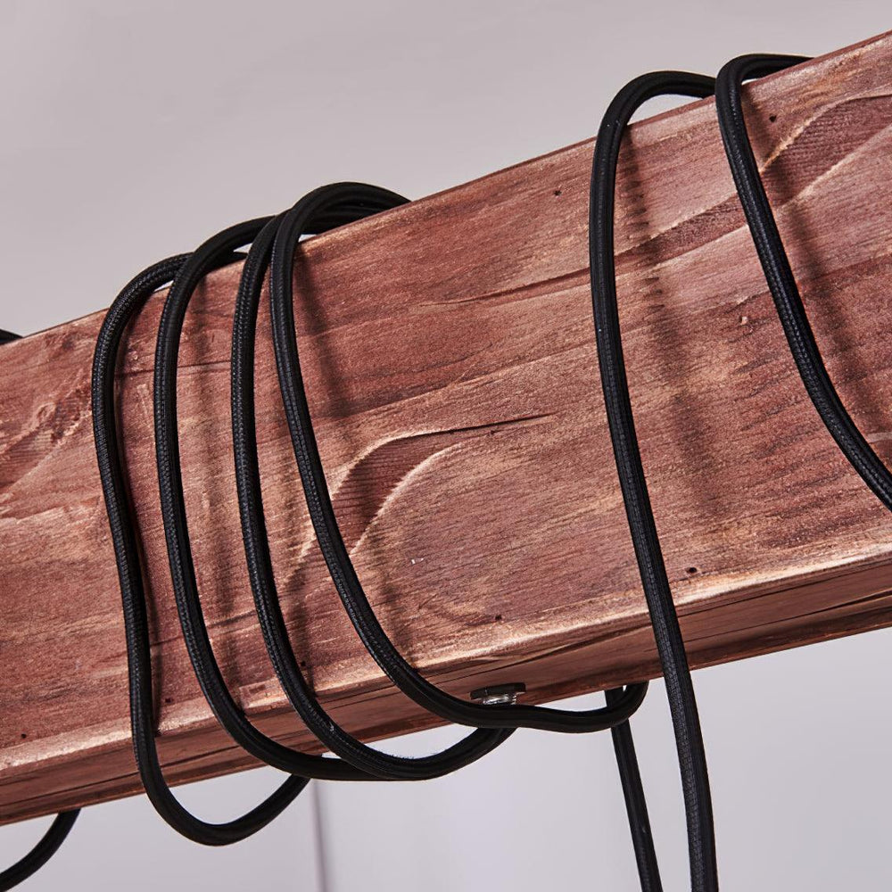 Wood Ring Hanging Chandelier – Natural Multi-Light