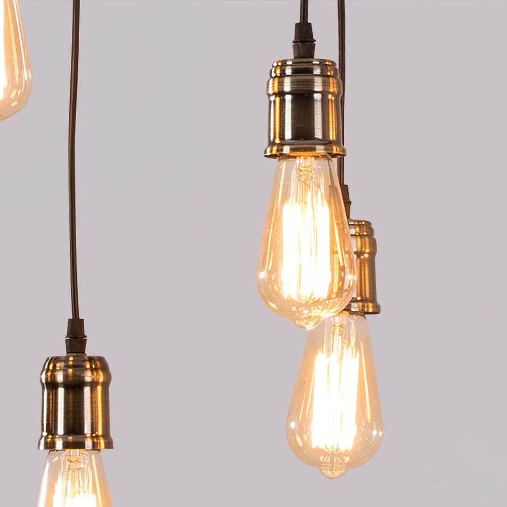 Wood Ring Hanging Chandelier – Natural Multi-Light