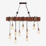 Wood Ring Hanging Chandelier – Natural Multi-Light