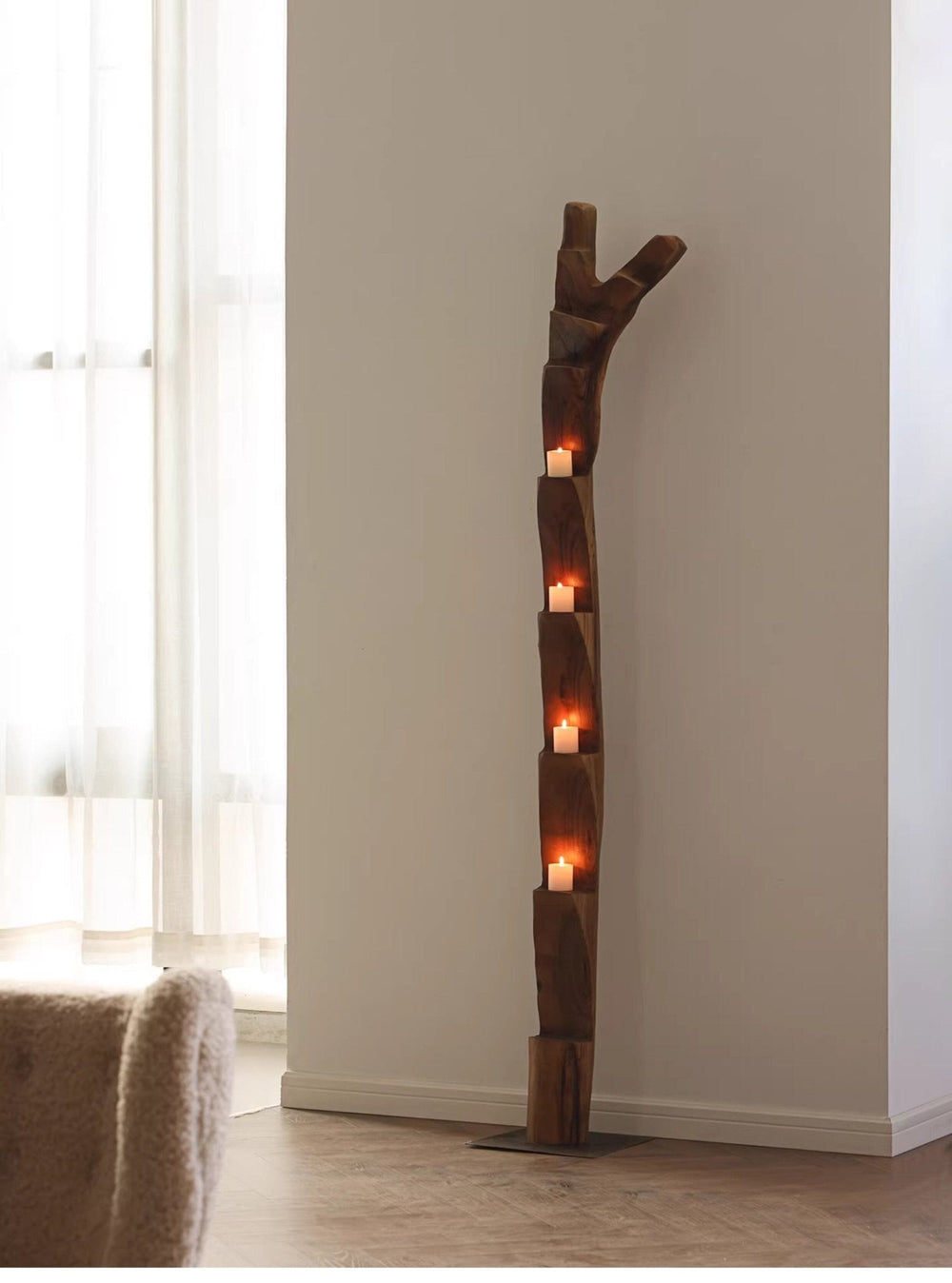 Wooden Branch Candle Tower