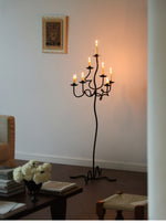 Hand Forged Iron Floor Candelabra