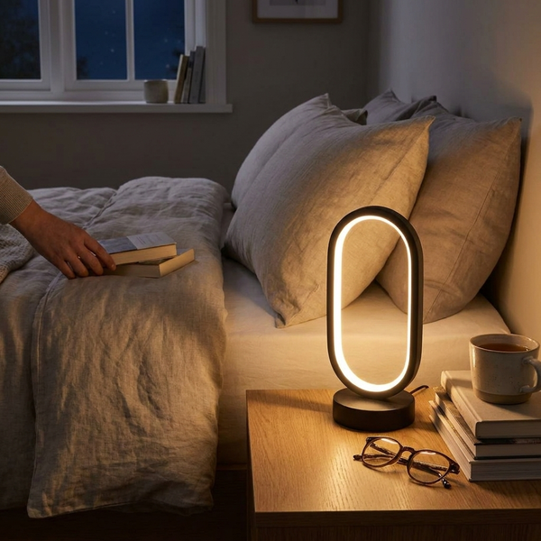Halo Arc Geometric Desk Lamp – Modern Minimalist Circular