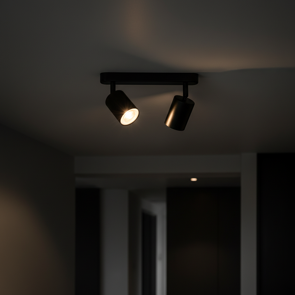 Apex Directional Spotlight – Matte Black 2-Head GU10 Ceiling Track Light