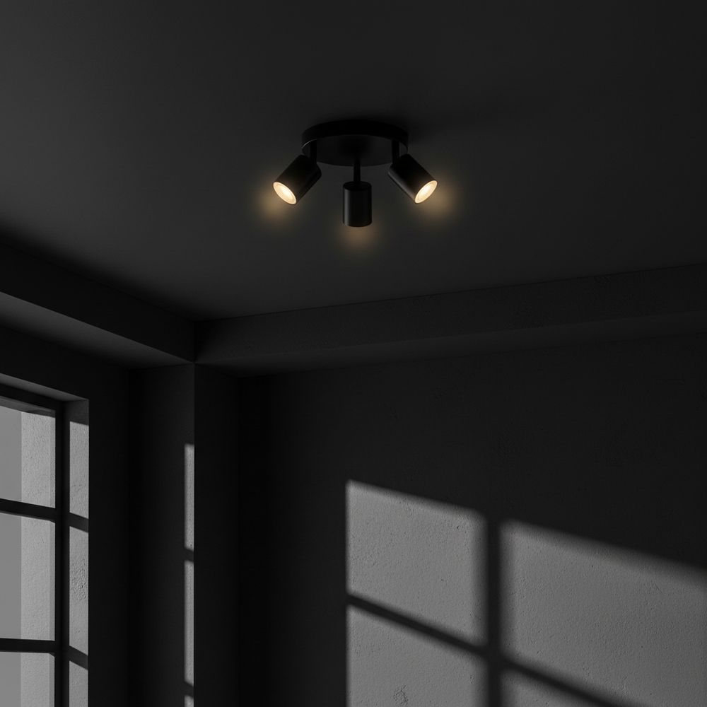 Apex Directional Spotlight – Matte Black 3A-Head GU10 Ceiling Track Light