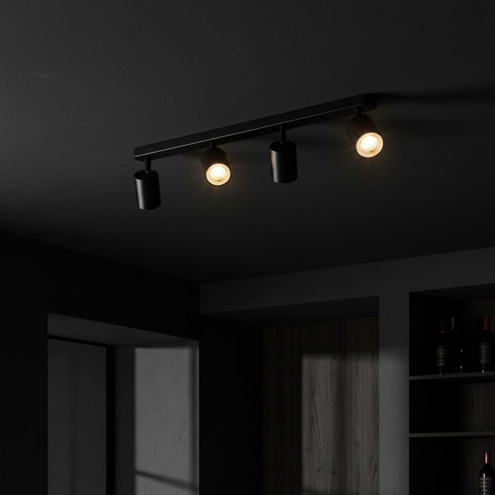 Apex Directional Spotlight – Matte Black 4-Head GU10 Ceiling Track Light