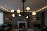 Helios Sputnik Chandelier - Black - Moody Living Room