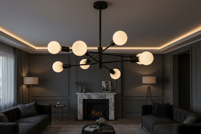 Helios Branching Sputnik Chandelier – Modern Mid-Century Multi-Arm E27 Ceiling Light