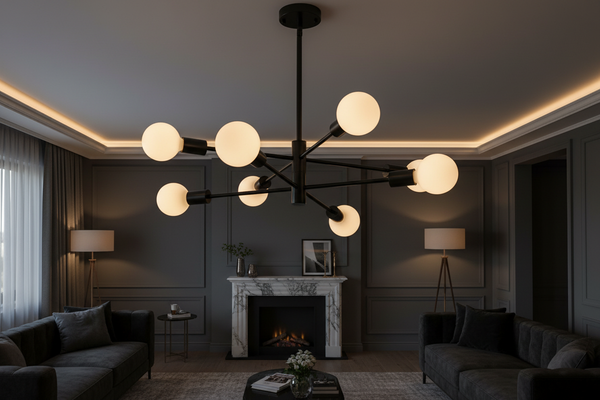 Helios Branching Sputnik Chandelier – Modern Mid-Century Multi-Arm E27 Ceiling Light