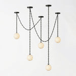 Industrial Alabaster Orb Chain Chandelier