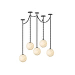 Industrial Alabaster Orb Chain Chandelier