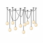 Industrial Alabaster Orb Chain Chandelier